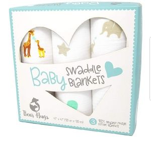 Bear Hugs organic muslin cotton swaddle blankets